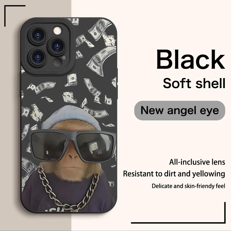 Cool Monkey Pattern Phone Case, TPU Soft Silicone Material, Full Protection Shockproof, Compatible with iPhone 17 Pro Max 17 Air  15 Pro Max 14 Plus 13 12 11 X 16 Pro Max, Funny Clown Men's Style