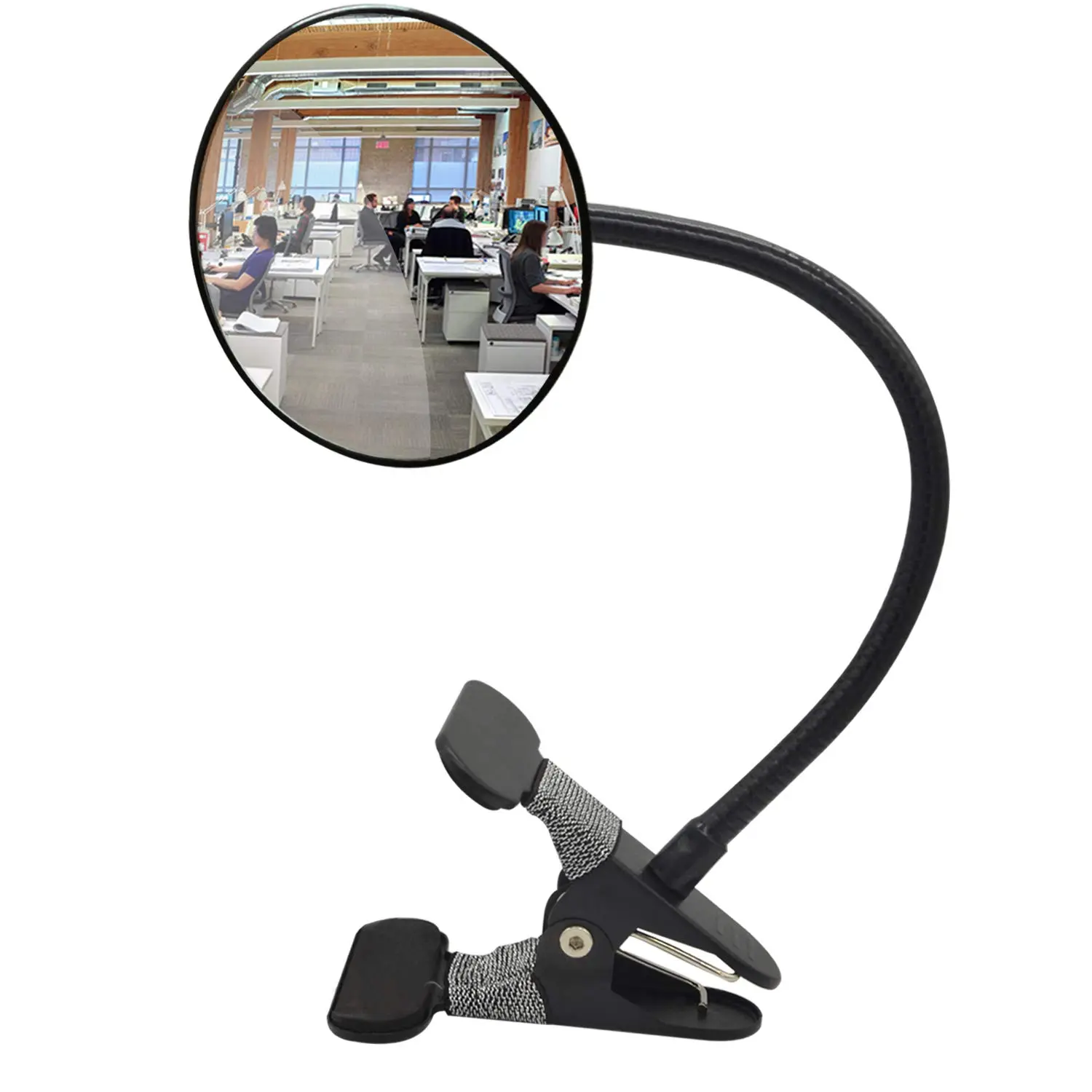 Glass Clip On Rear View Cubicle Mirror, Flexible Convex Security Mirror for Personal Safety Desk Rearview Monitors or Anywhere