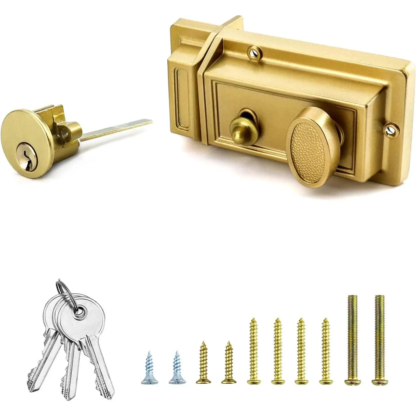 Night Latch Deadbolt Rim Lock with Key  Finish Antique Style Lock with Front Door Key
