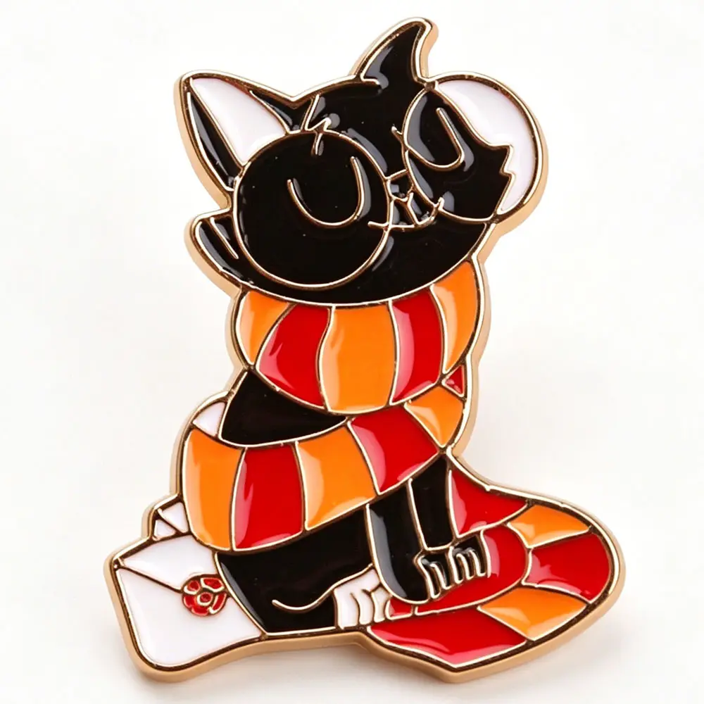 Enamel Pin, Unisex Harry Potter Cat with Gryffindor Scarf Badge Wizarding World Accessory for Backpacks Jackets Hats Bags, Perfect Gift for Potter Fans