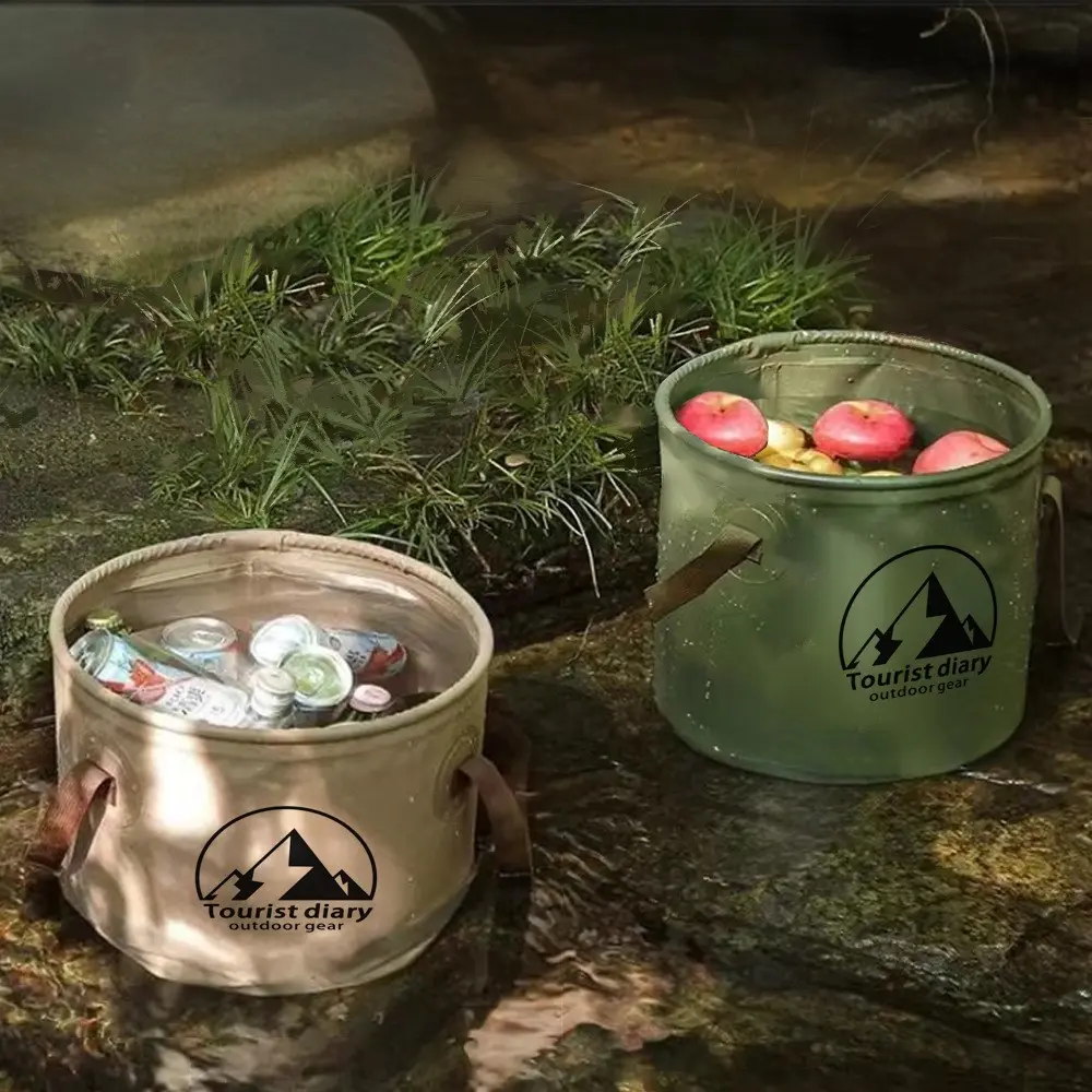 Durable Pe Portable Water Bag 8L + PVC Folding Storage Bucket 20L, with Faucet, Ideal for Camping and Hiking, /