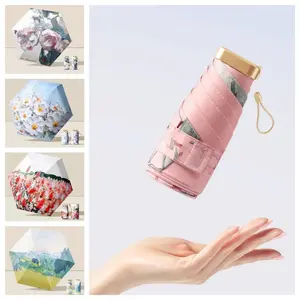 Lightweight Portable Mini Sun Umbrella Folding UPF 50+ Sun Rain Umbrella Waterproof UV Resistant Sunscreen Parasol Outdoor