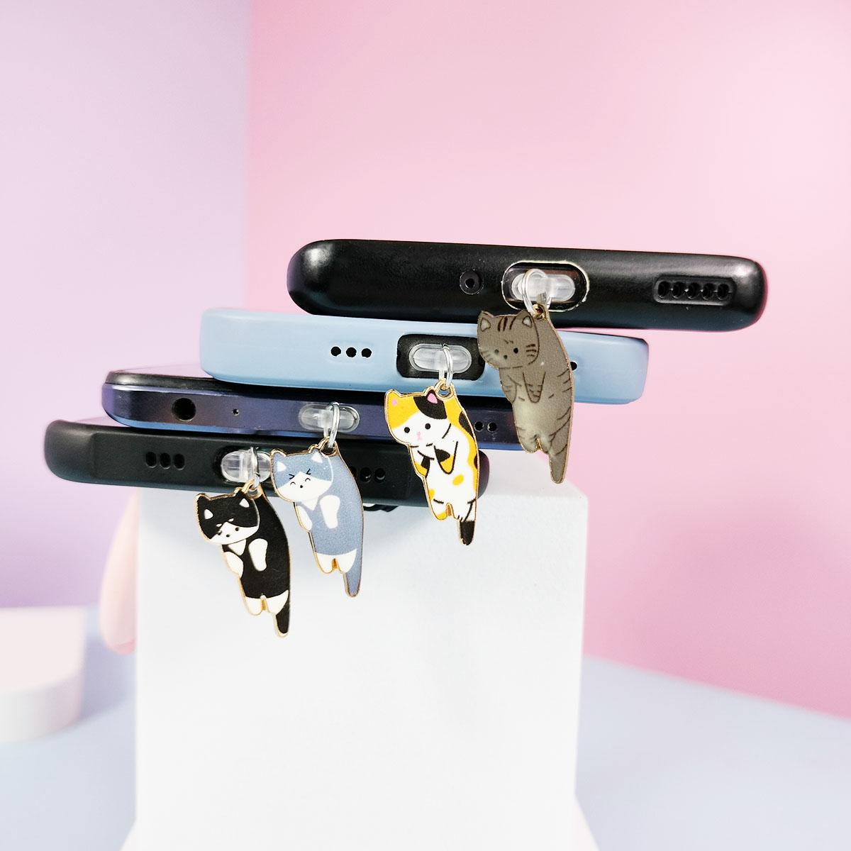 Cute Cat Design Phone Dust Plug, 1 Count Creative Mobile Phone Dust Plug, Mobile Phone Parts, Mobile Phone Hanging Accessories for iPhone & Samsung Type-C Interface, Charms, Cell Phone Charm