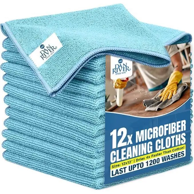12-Pack Blue Microfiber Towels – Ultra Absorbent, Lint-Free & Streak-Free Cleaning Towels for ,  & Kitchen - -Have Cleaning Essentials - 12" x 12"