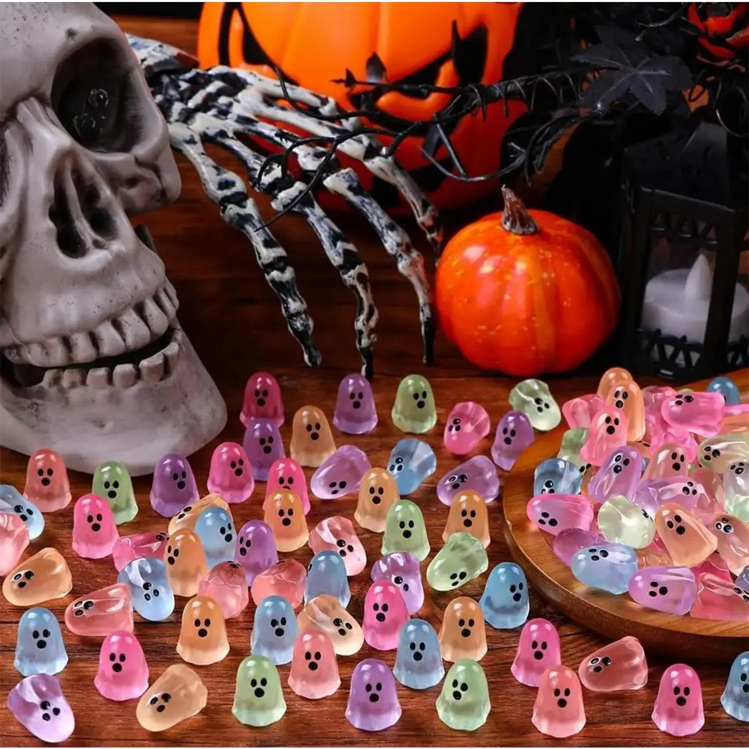 Cute Spooky Mini Resin Ghost Statues That Glow In Dark, Available In 20,40,60 Bulk Packs, Halloween Tabletop Ornaments, Fall Home Accent Decor & Holiday Party Favor Gifts