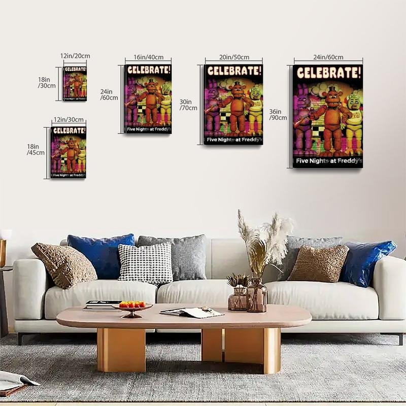 Five Nights at Freddy's Poster Canvas Wall Art Home Decorative Prints Fade-Resistant Canvas Print Various Size for Home Gym Office Wall Decor