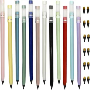 12 count Everlasting Inkless Graphite Pencil with 12 Replaceable Nibs Macaron Morandi Colors for School Students Party Office