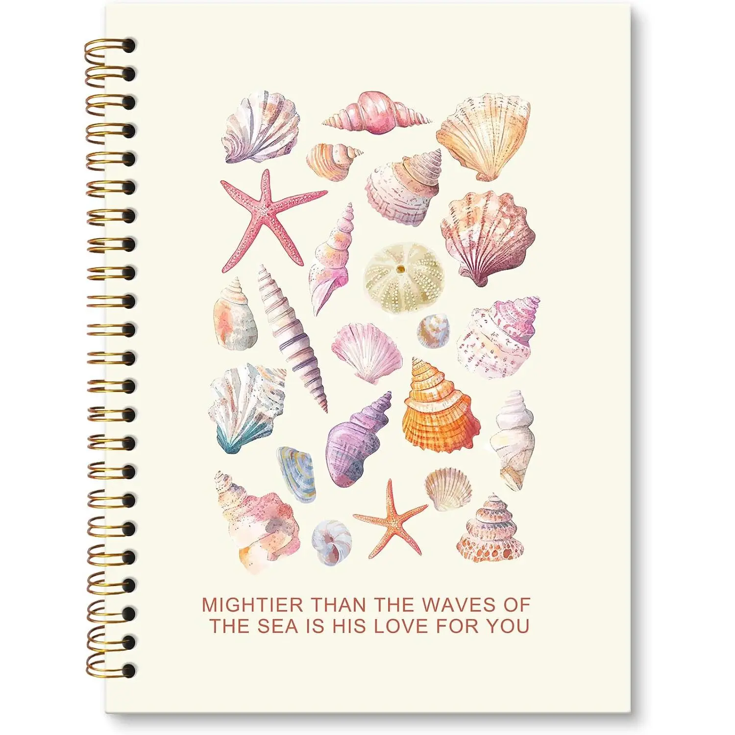 Christian Preppy Beach Notebook Journal, Coastal  Colorful Seashell Aesthetic Journal for Women,  Journaling Notebooks for Note Taking, Spiral Notebook 5.5x8.3 Inch