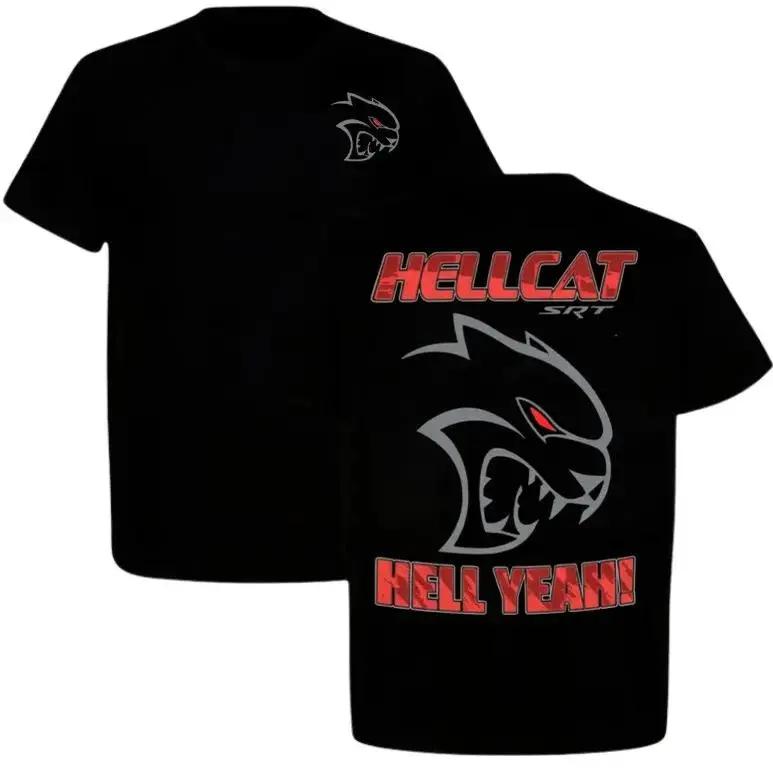 Men's Unisex 100% Cotton SRT Hellcat Hell Yeah Graphic T-Shirt - Supercharged V8 Muscle Car, American Performance Streetwear, Regular Fit, Cold Wash, High Print, Casual Summer Automotive Fashion Gift for Dodge Fans
