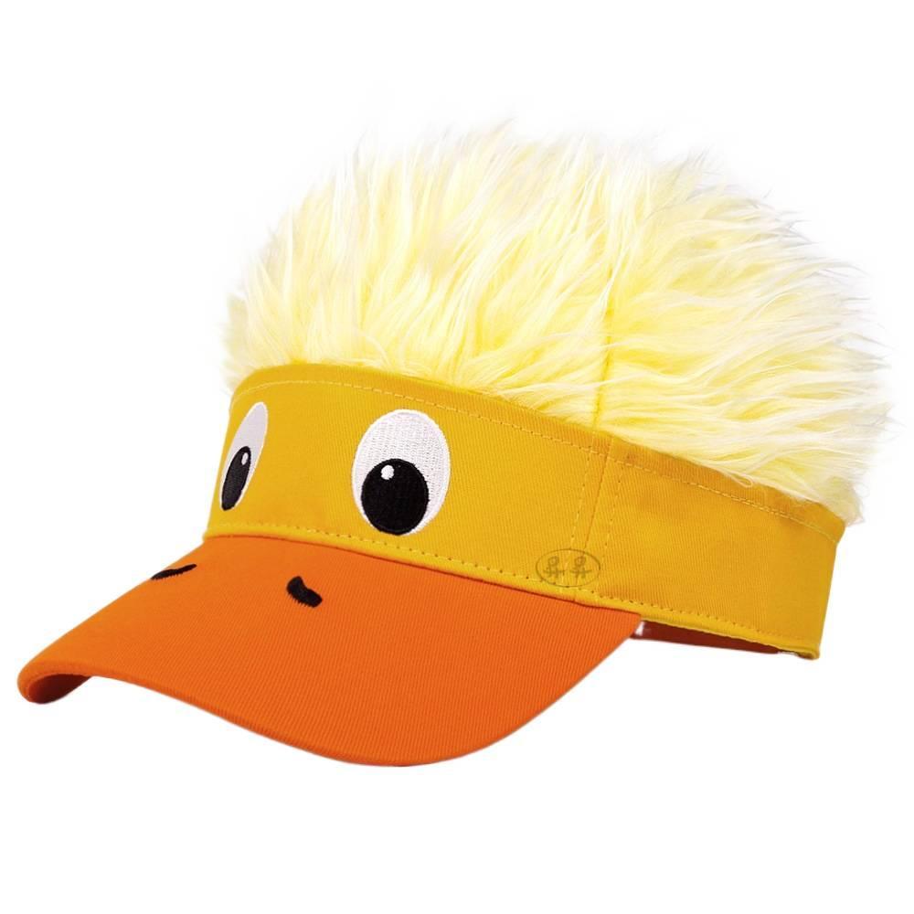 Funny and quirky penguin and yellow duck decorative cap with wig, suitable for outdoor wear, cute wig for both men and women