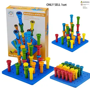 Large Button Mushroom Pin Puzzle Early Education Toy, DIY Insert Toy for Kids, Includes 25 Colorful Mushroom Pins and 1 Base Plate