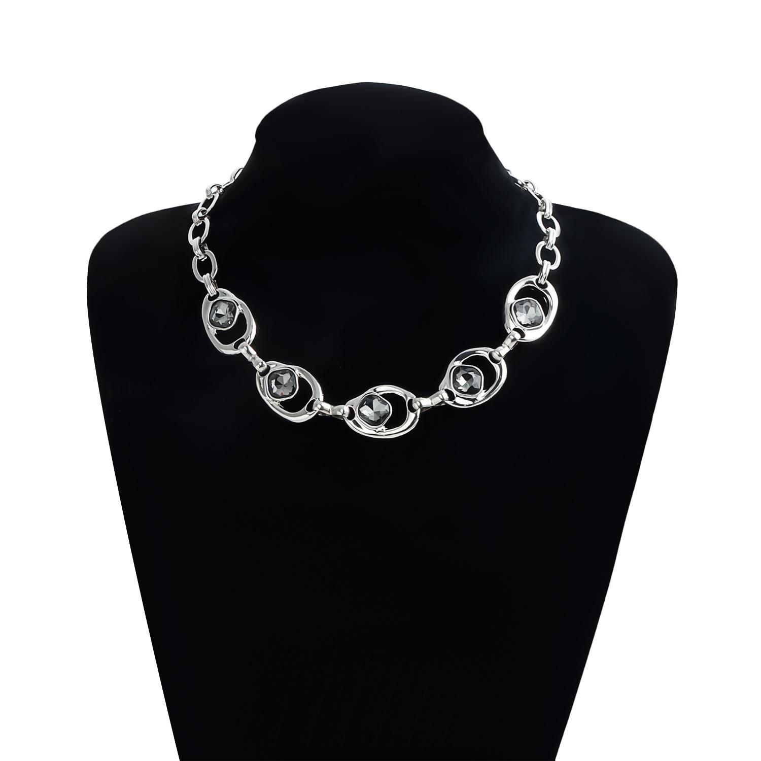 Statement Y Drop Lariat Necklaces for Women Chunky Silver Heavy Metal Chain Black Crystal Rhinestone Pendant Punk Goth Party Dress Everyday Streetwear Trendy Jewelry Gifts Statement Y Drop Lariat Necklaces for Women Chunky Silver Heavy Metal Chain Black Crystal Rhinestone Pendant Punk Goth Party Dress Everyday Streetwear Trendy Jewelry Gifts