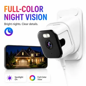 Home CCTV Security Camera 2.4G 5G Dual Band WiFi Window Mount Stickable Surveillance Cam Smart Motion Detection Full Color Night Vision TF Card Cloud Storage Two Way Audio For Apartment House Indoor Monitoring Window Camera With Night Vision