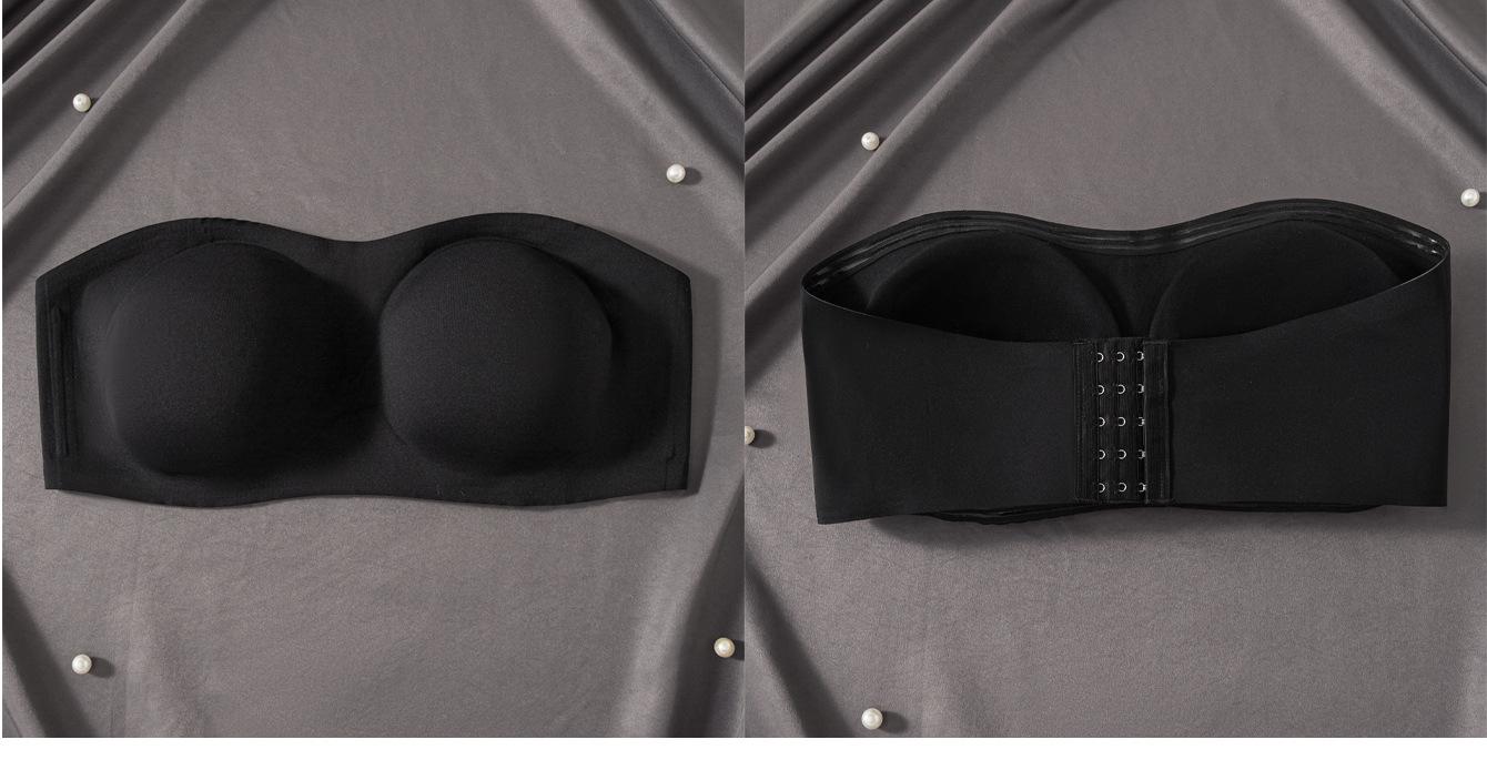 Plus Size Strapless Bandeau Bra, Non-Slip Wireless Support Tube Top for Curvy Women, Comfortable Seamless Bralette in White & Apricot