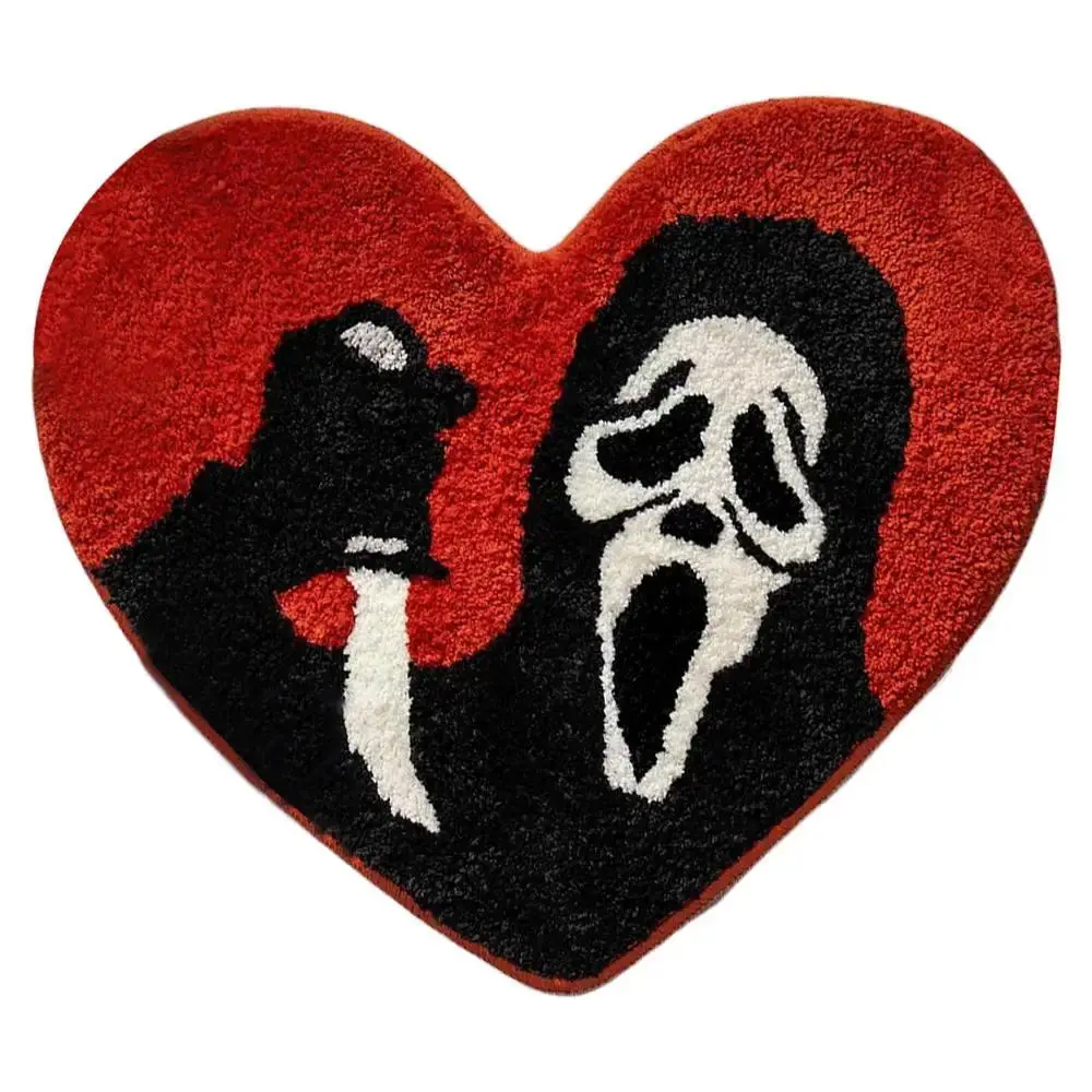 Unique Soft and Cozy Carpet for Stylish Bathroom Decor Foot Mat Gothic Entryway Mat Charming Non-Slip Heart-Shaped Bath Rug