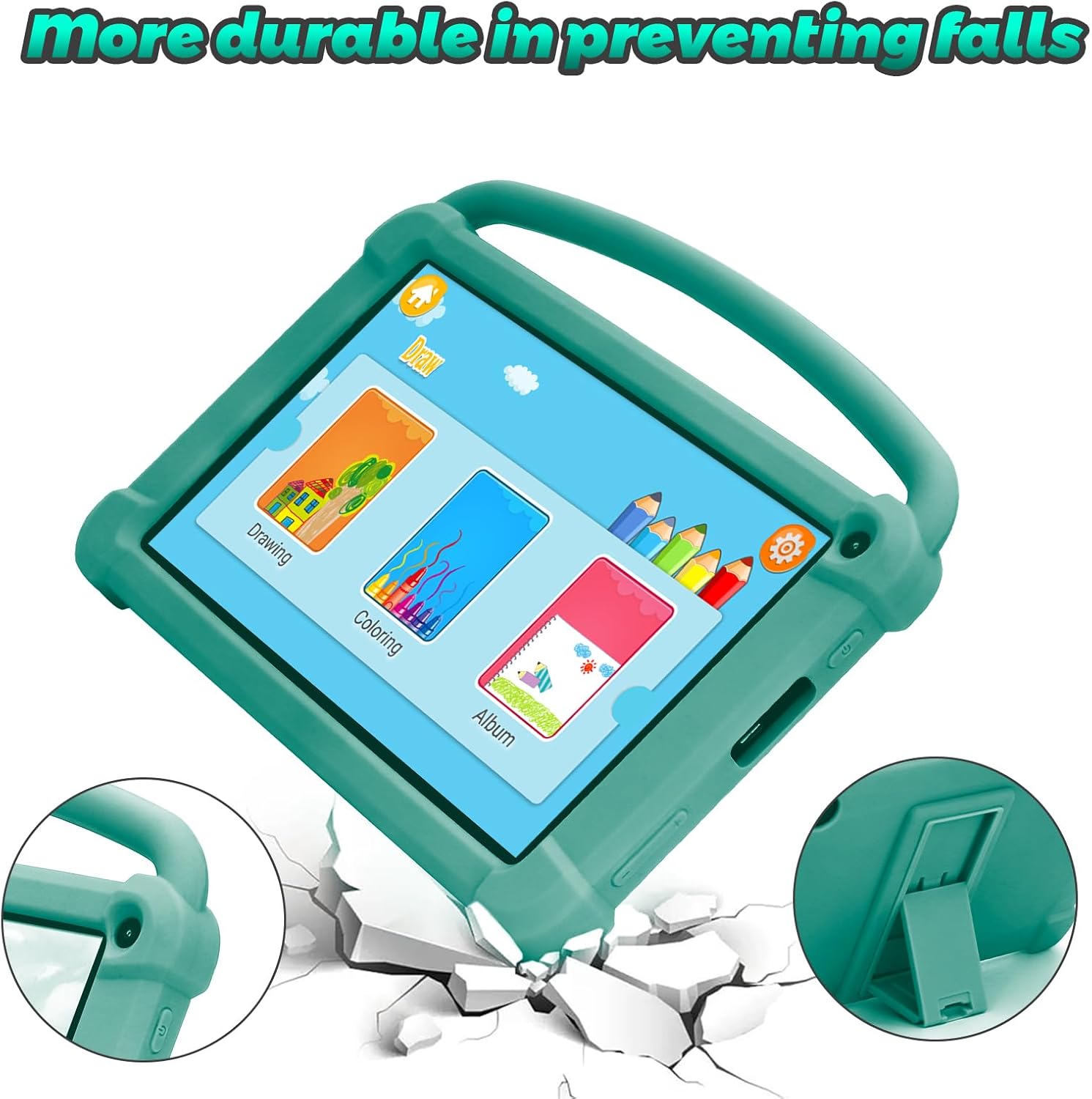 Girls Android Tablets 4GB RAM 32GB ROM Toddler Tablet WIFI Bluetooth Safety Eye IPS Screen Parental Control Dual Camera Shockproof