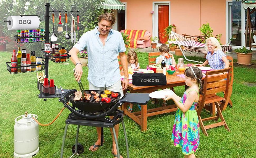 Griddle Caddy For Blackstone Griddle Accessories, BBQ Grill Caddy With Paper Towel Holder, Outdoor Kitchen Accessories For Camper, Grill Accessories Organizer, Picnic Utensil Condiment Caddy