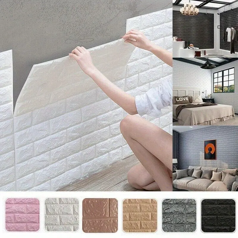 50 Pieces 3D Wall Panels, Wall Paneling, Self-Adhesive DIY Wallpaper, Waterproof Pe Foam Board, Ideal for Bedroom, Kitchen, Living Room, Bathroom