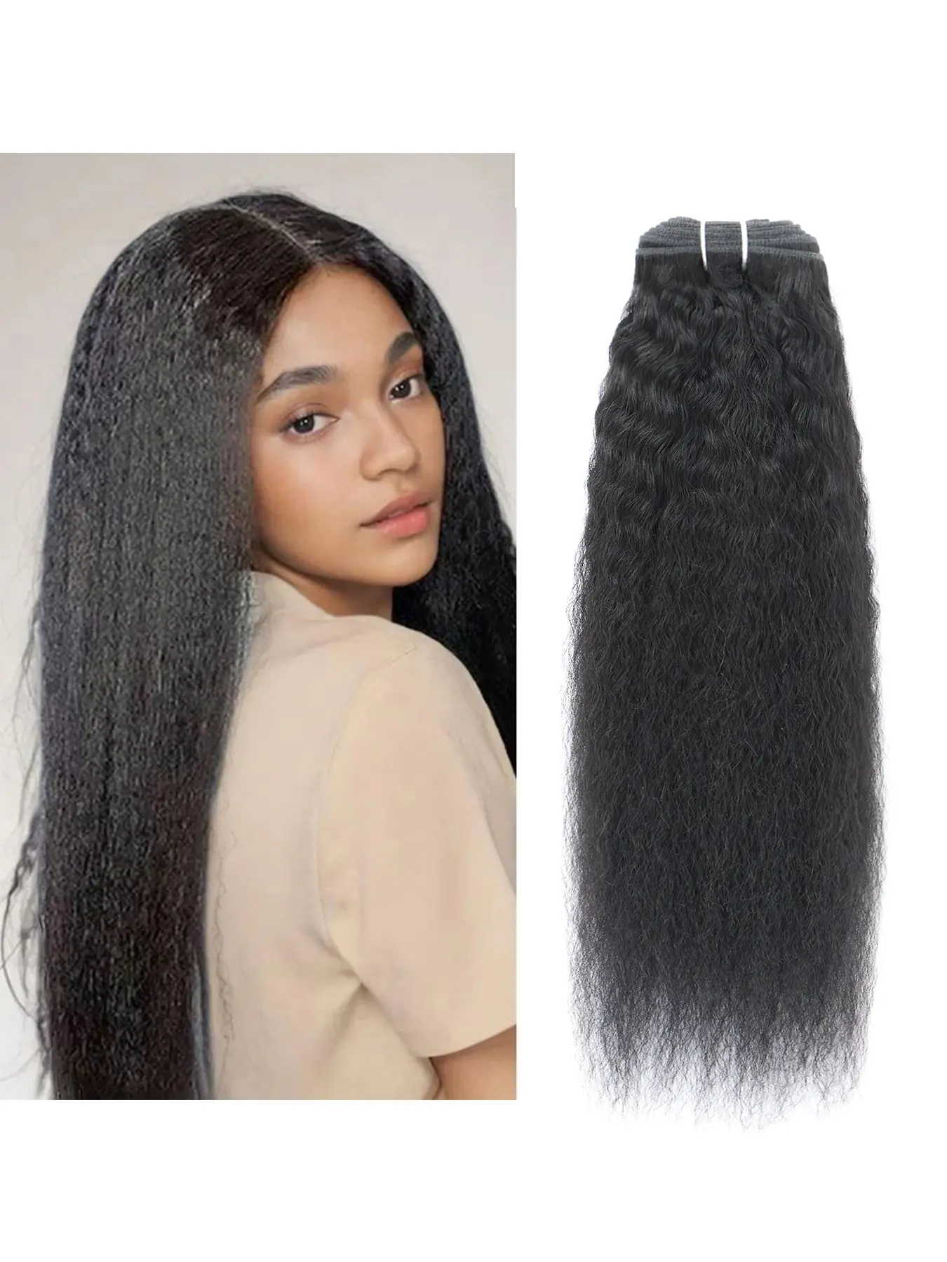Natural Color Bundles 50Gram Human Hair , Kinky Straight Bundles, Brazilian Virgin 100% Human Hair, Double Weft