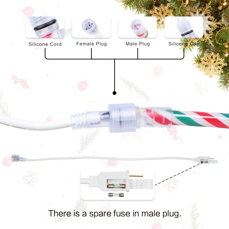 Candy Rope String Lights, LED Candy Cane Rope Lights, IPX4 Waterproof Outdoor LED Christmas Decor Lights For Garden Yard Party Xmas Christmas Holiday Decorations