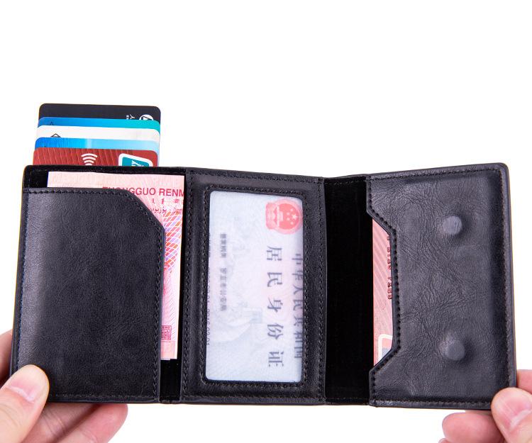 Mens Smart Wallet Card Holder for AirTag: Leather,  RFID Blocking, Slim, Carbon Fiber, Minimalist - 6-9 Card Capacity| ID Window| Cash Slot