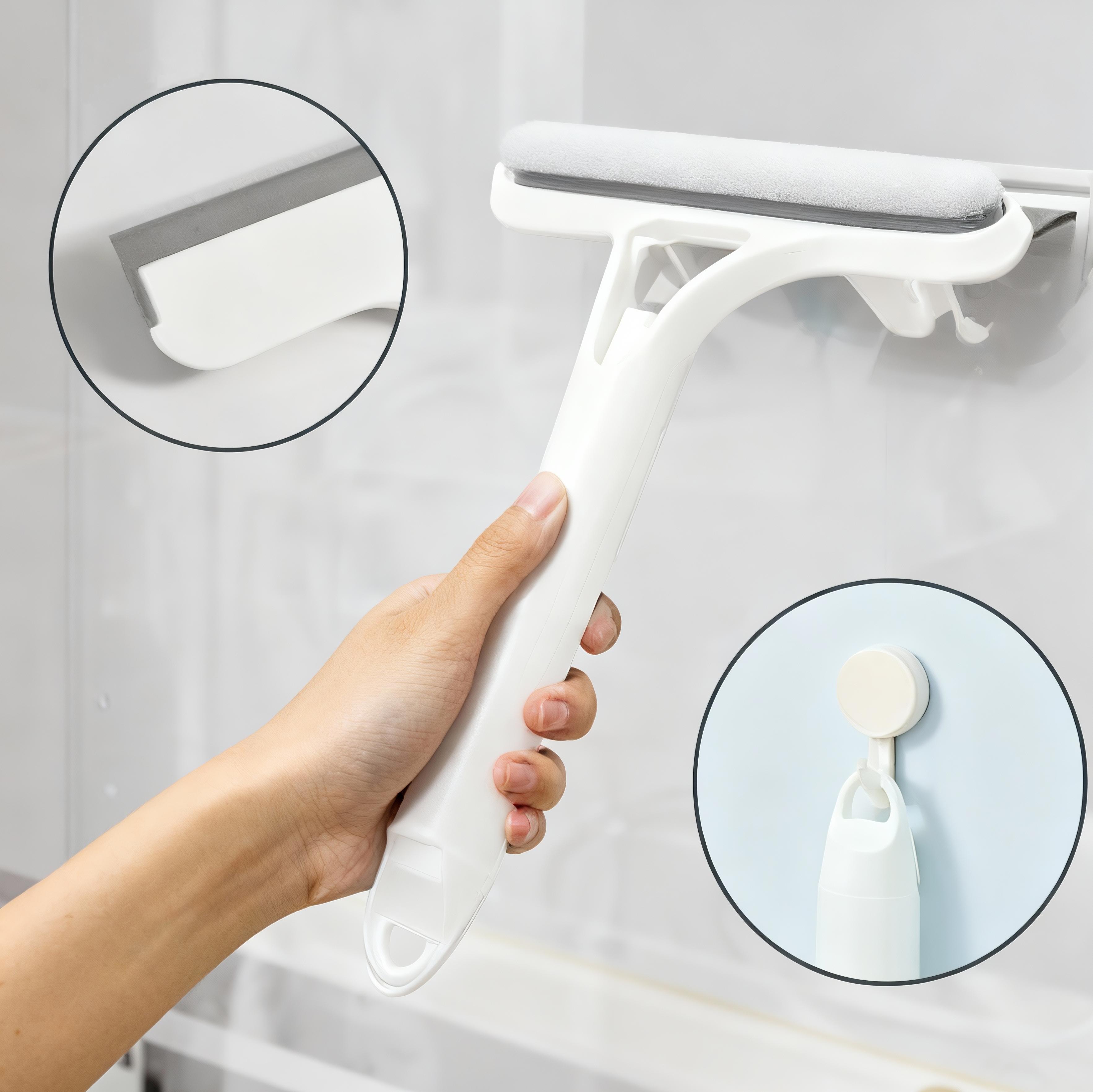 3 in 1 Window Cleaning Scraper, Squeegee and Scrubber with Spray, Multifunctional Household Cleaning Tool, Car Windshield Cleaner,Lightweight Silicone Microfiber Wipe
