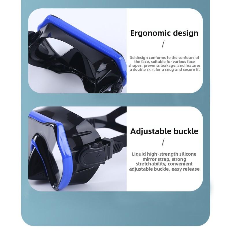 Swimming diving goggles, nose protection, integrated silicone mask, scuba deep water snorkeling equipment, diving mask     stealth snorkel