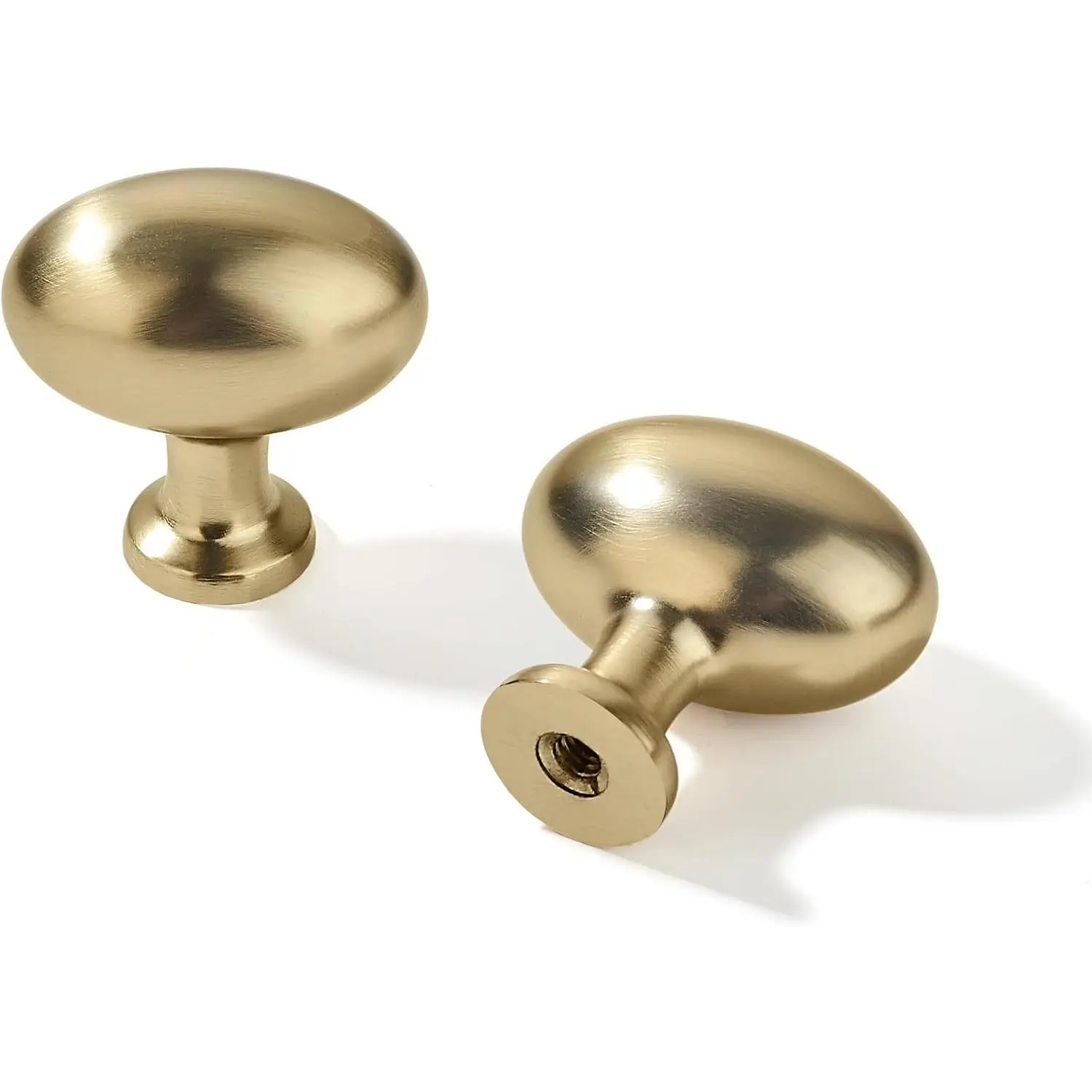 10 Pack 1-3/8 inch(35mm) Champagne Bronze Cabinet Knobs Egg Knobs Satin Brass Oval Drawer Knobs Kitchen Cabinet Hardware Zinc Knobs for Dresser Drawers