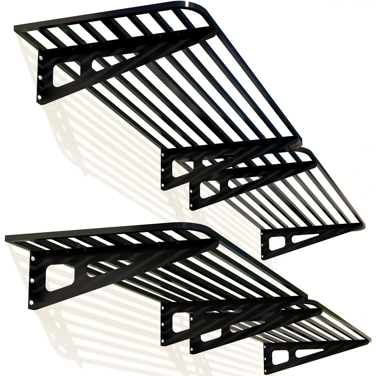 Garage Shelving Wall Mounted, 2-Pack 2x8ft Garages Shelving 24-inch-by-96-inch Wall Shelf Garage Storage Rack Floating Shelves, Space-Saving Black