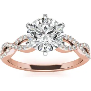 Women's 925 Sterling Silver Twisting Infinity Moissanite Ring - 1.0 CT Round Cut, Custom Name Engraving, for Engagement, Wedding