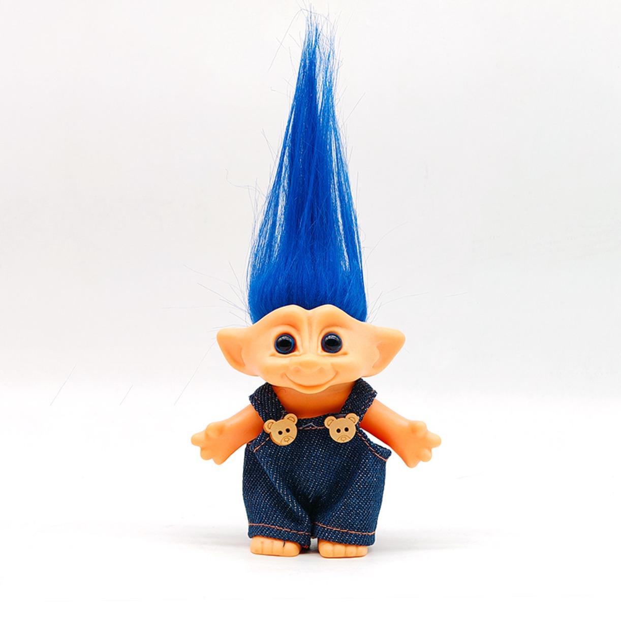 10CM Troll Doll Figure Vibrant Hair Lucky Trolls Anime Collectible Stress Relief Toy Sensory Play Anxiety Relief Kids Adults Desk Decor Birthday Halloween Christmas Gift
