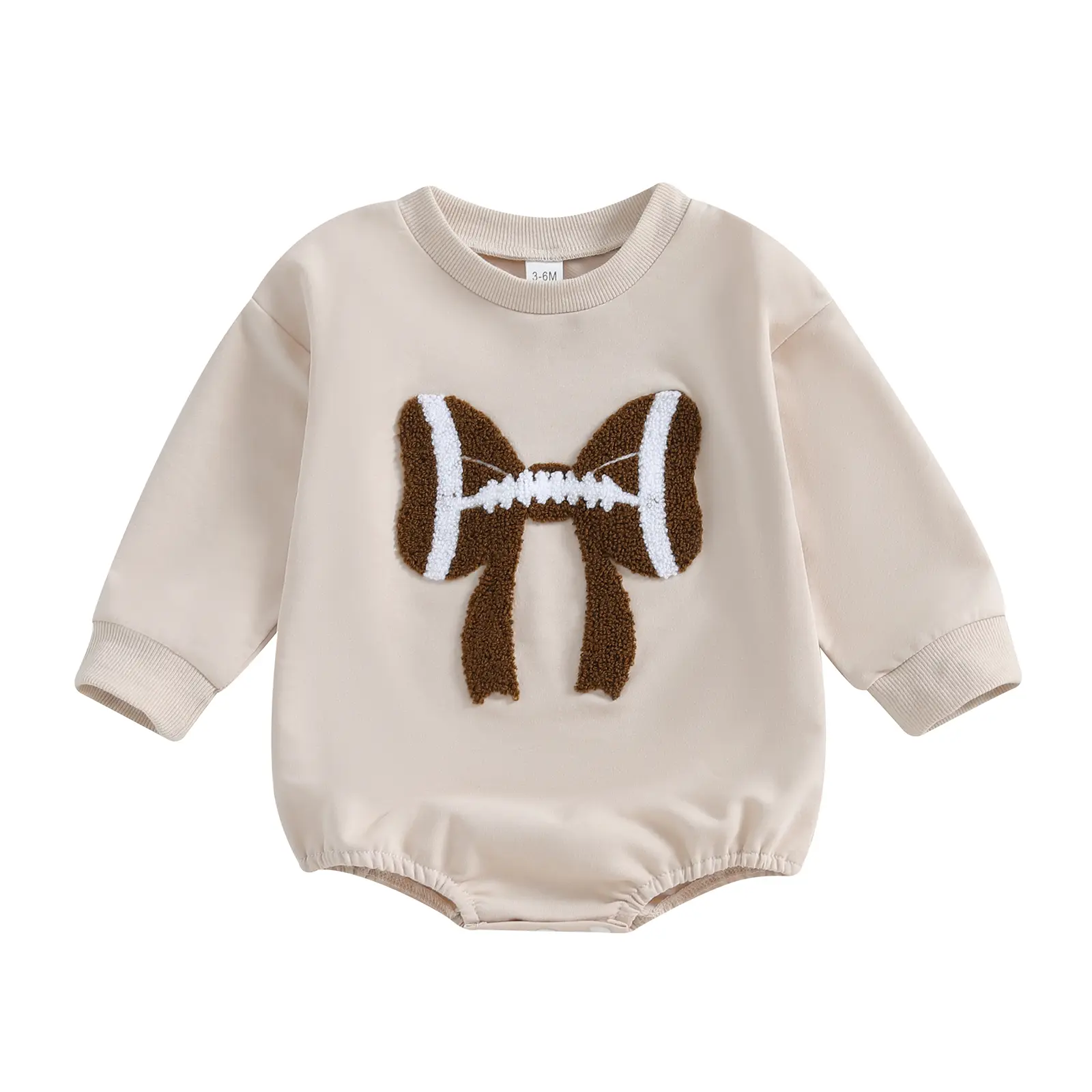 Newborn Infant Baby Girl Football Outfit Football Bow Long Sleeve Sweatshirt Bubble Romper Bodysuit Game Day Clothes