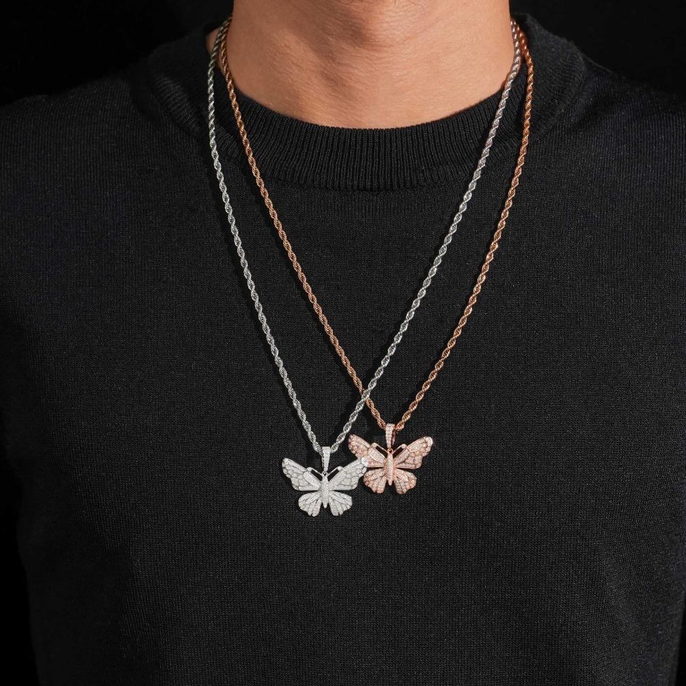 [ICE HUE]18K Gold Vacuum Plated S925 with 5A+ Sri Lanka Moissanite Butterfly Pendant With Free Copper Necklace - Unisex Minimalist Luxury Jewelry Daily Wear Gift Idea