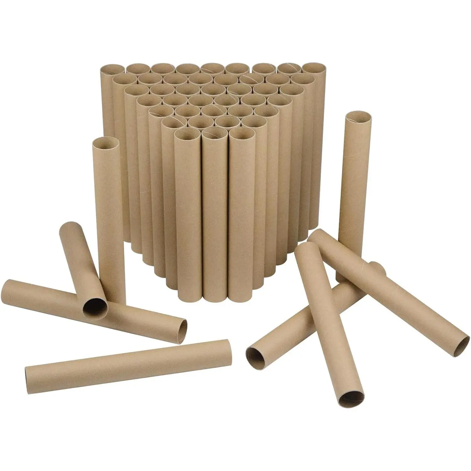 50 Pack Cardboard Tubes for Crafts - 1.57 x 11.81 Inches - Brown Toilet Paper Empty Rolls Round Thick Tubes Sturdy for Classroom Family Handmade DIY Projects