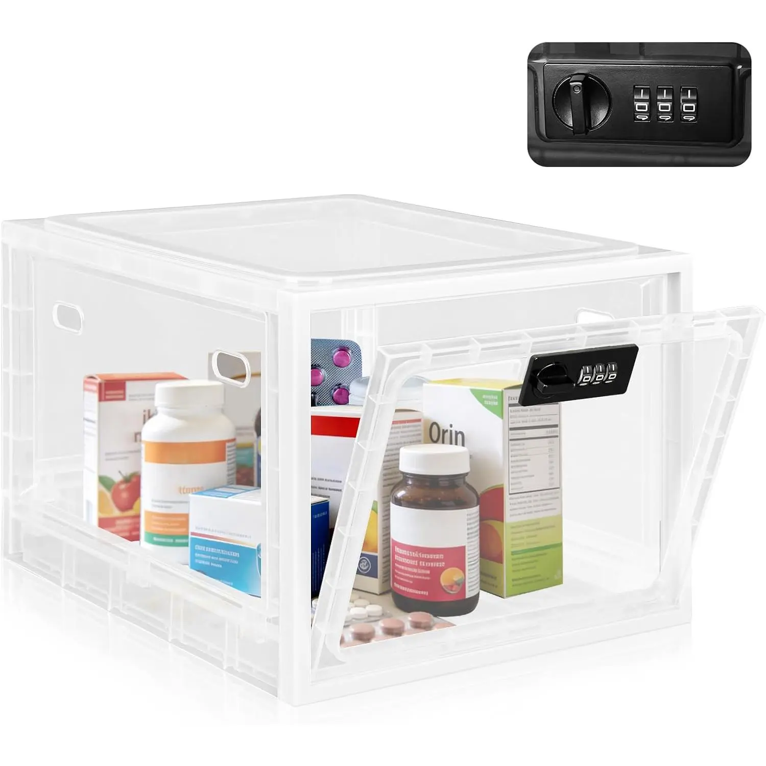 Medication Lock Box with Combination, Large Lockable Storage Box for , Snacks, Phone Jail, , Childproof  Locked Cabinet, Organizer for Refrigerator, Office, School,