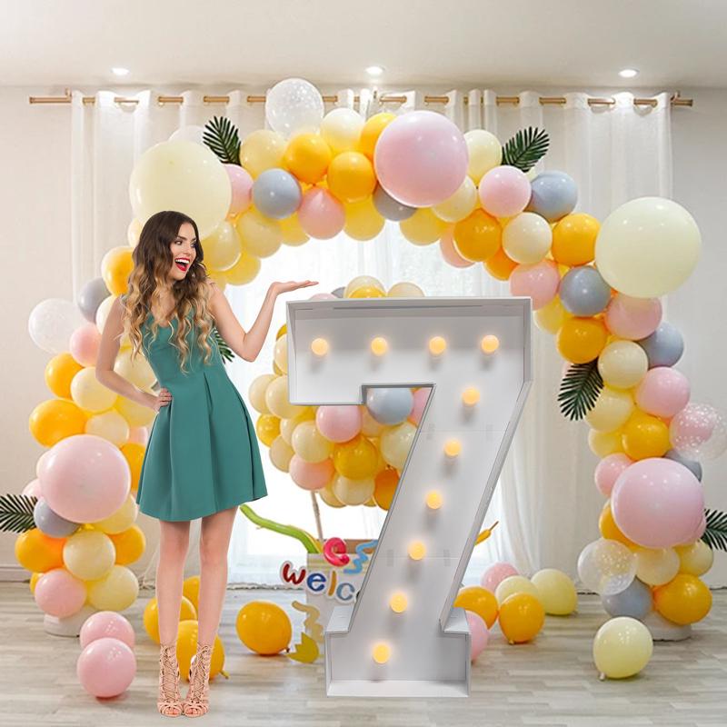Marquee Numbers 4 Feet Tall Large Birthday Decorations 4FT Light Up Numbers Party Decor Big Backdrop Foam Cardboard Number 0-9  Cardboard Pre-Cut Foam Board Sign Diy Decorations Anniversary Decoration Party Supplies