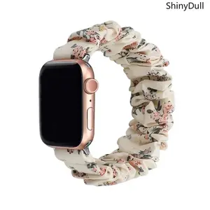 Cute Printed Elastic Scrunchie Watch Band, Soft Replacement Wrist Strap Compatible With Smart Watches, Universal Fit Sizes 38mm To 49mm, Stretchy Comfortable Daily Wear Wrist Accessory