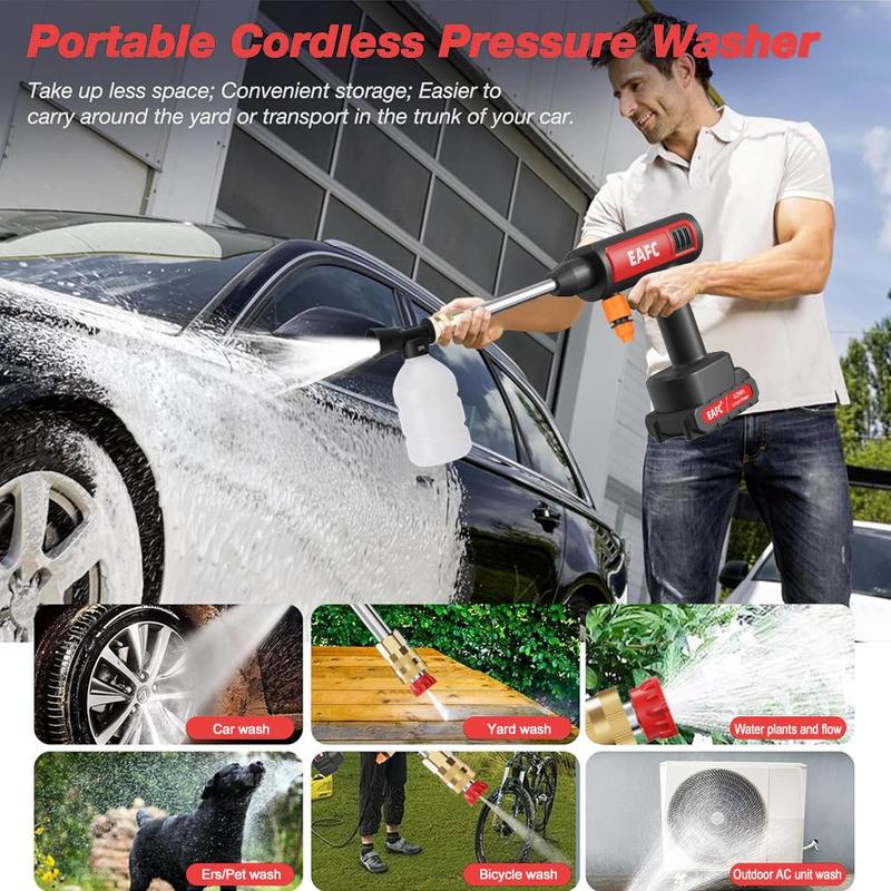 Portable Wireless High Pressure Car Wash Water-Gun, 1 Set Rechargeable Cordless Car Wash Tool with Accessories, Multifunctional Car Washing Tool, Pressure Washer Handheld #TOP PICKS