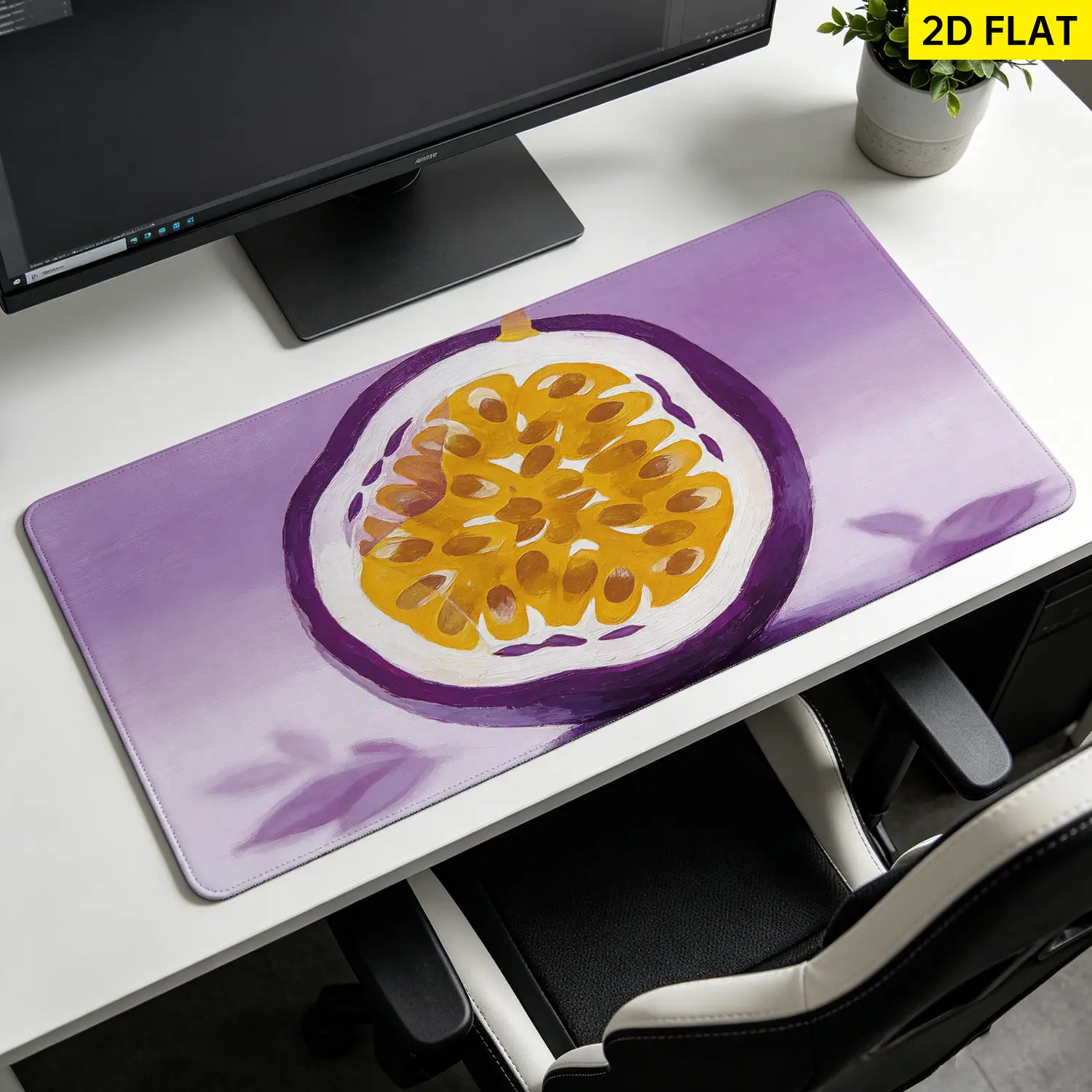 3D Banana Design Passion Fruit Oil Painting Mouse Pad - Extra Large, Multi-Size, Non-Slip Rubber Base, Precise Control, Stitched Edges, Washable, Premium Multipurpose Office Pad for Desktop Protection & Decoration, Family Gift, Gaming, Rectangular