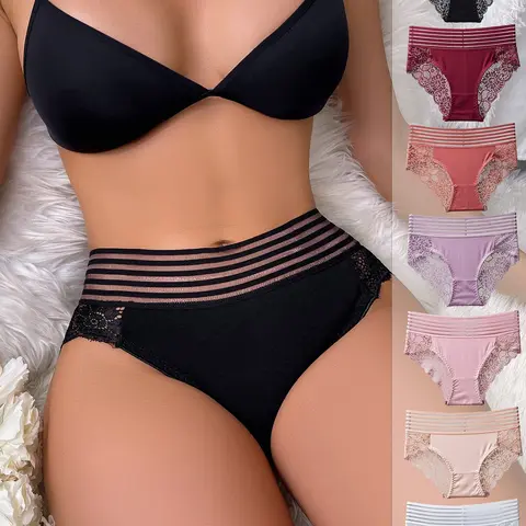 5-Pack Women's Sexy Lace Fitted Multicolor Triangle Panties Underwear, Comfortable and Breathable, Perfect for Dating and Travel