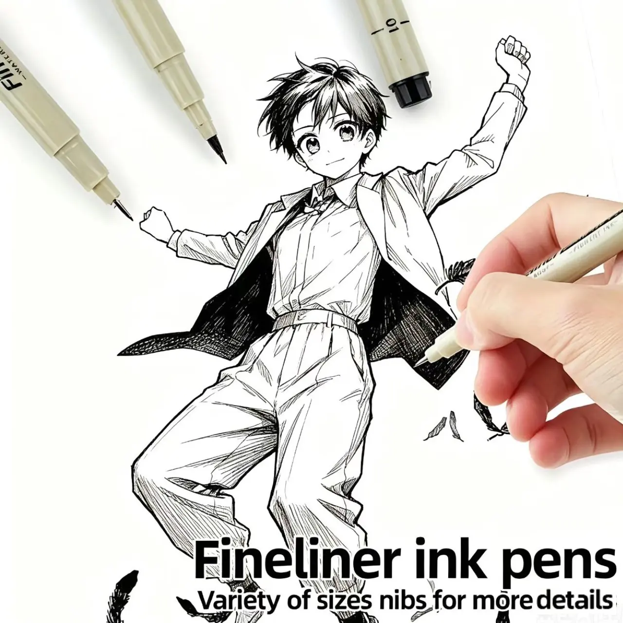Fine Line Waterproof Pen Set, Ink, Various Tip Sizes, Ideal for Detailed Sketching, Journaling, Outlining, Cartoon Animation, Floral Art