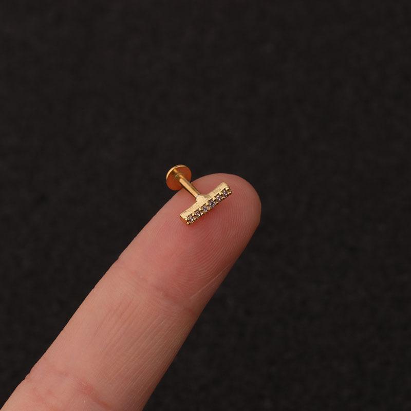 24Pcs 16G Gold CZ Internally Threaded Labret Set, 316L Stainless Steel Cartilage Stud Pack, Hypoallergenic Internally Threaded Nose Studs for Women Men