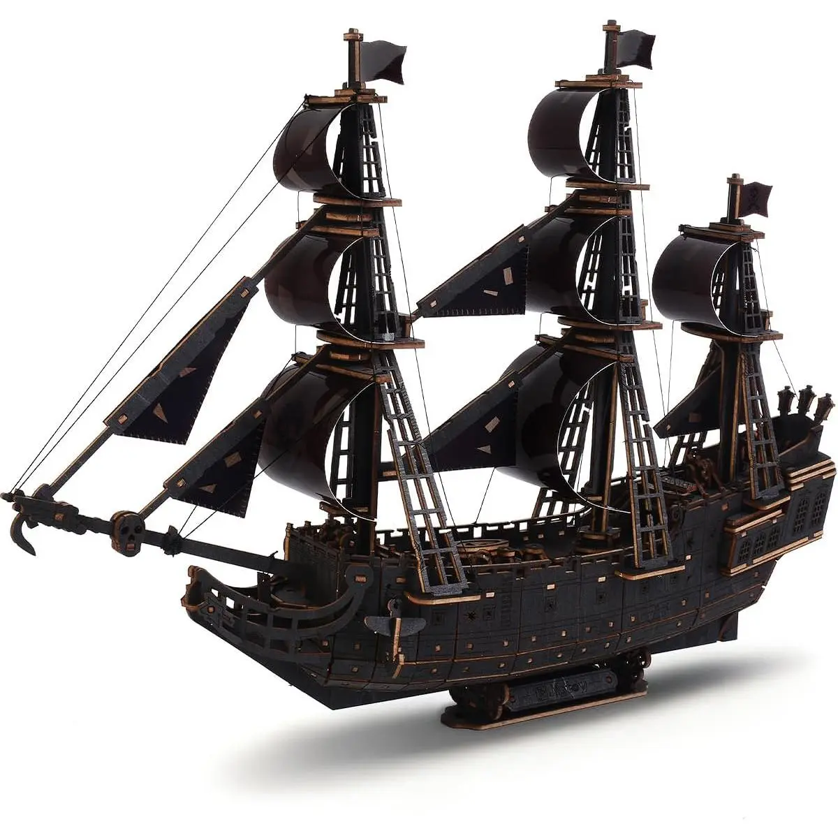 Black Pirate Ship 3D Wooden Puzzle for Adults - Ideal Christmas or Thanksgiving Gift for Model Enthusiasts 3D Puzzles for Adults