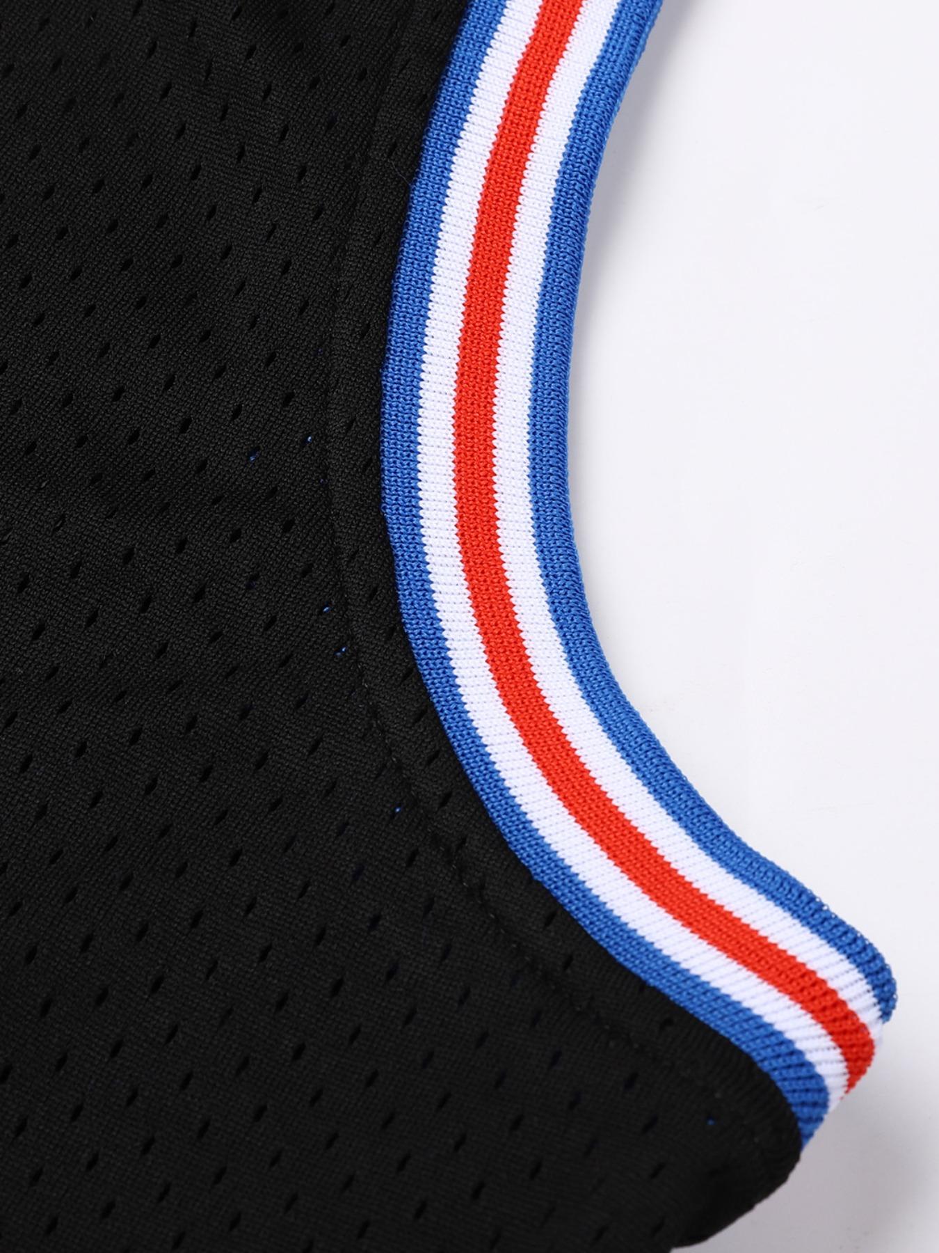 Men's Letter & Number Embroidery Basketball Jersey, Loose Breathable Sleeveless Crew Neck Tank Top for Basketball, Fitness, Running, Men's Sportswear for All Seasons, Jersey Shirts, Breathable Athletic Top