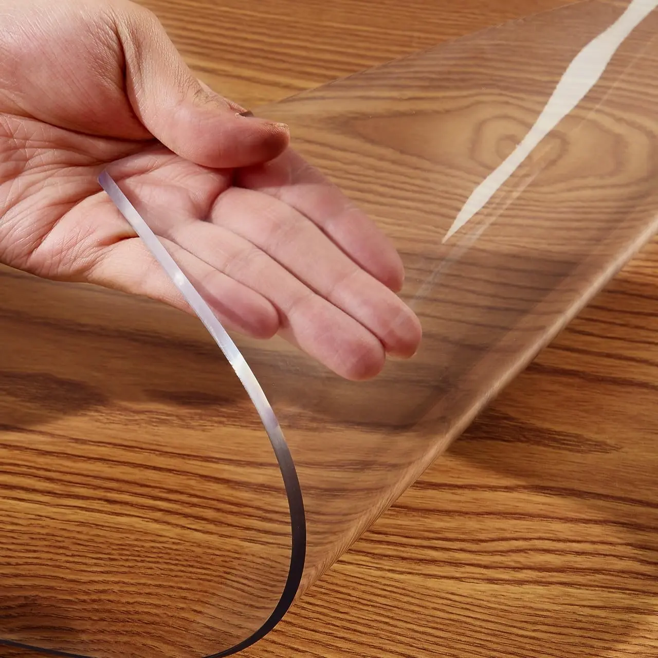 ZIJINJIAJU Polyester Transparent Rectangle Tablecloth - 1.5mm Thick, Highly Flexible, Waterproof, Oil-Proof, Heat-Resistant, Fade-Resistant, Durable for Dining Tables, Bedside Tables