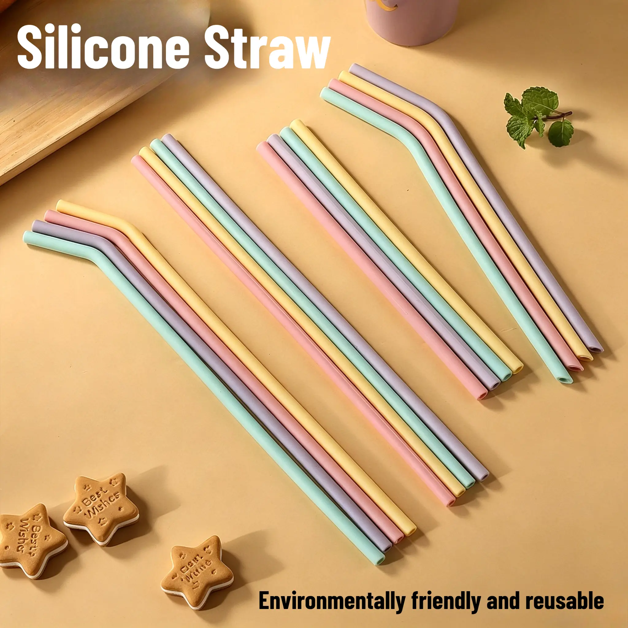 Food-Grade Reusable Silicone Drinking Straws, Portable High & Low Temperature Resistant Soft Bendable Straws, Durable Wearproof Accessory for Home, Camping & Outdoor Drinks