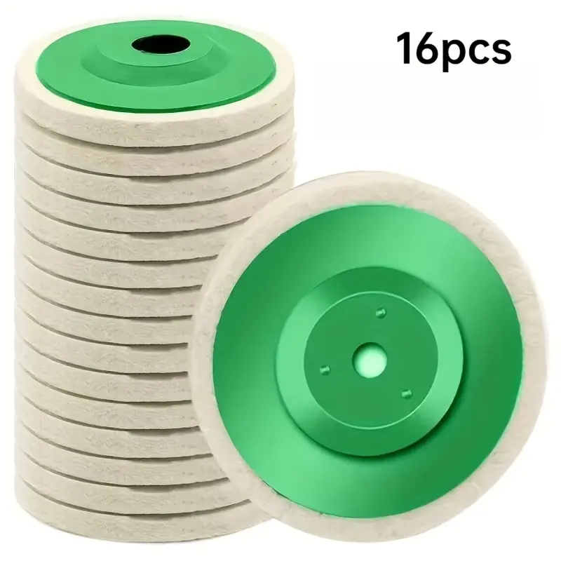 16 Pack 4 Inch Wool Buffing Wheel Pads, 100mm Thickened Wool Felt Polishing Discs with 16mm Bore, Wool Polishing Wheels for 100mm Angle Grinder, Ideal for Metal, Stainless Steel, Glass, Stone Mirror Finishing & Polishing