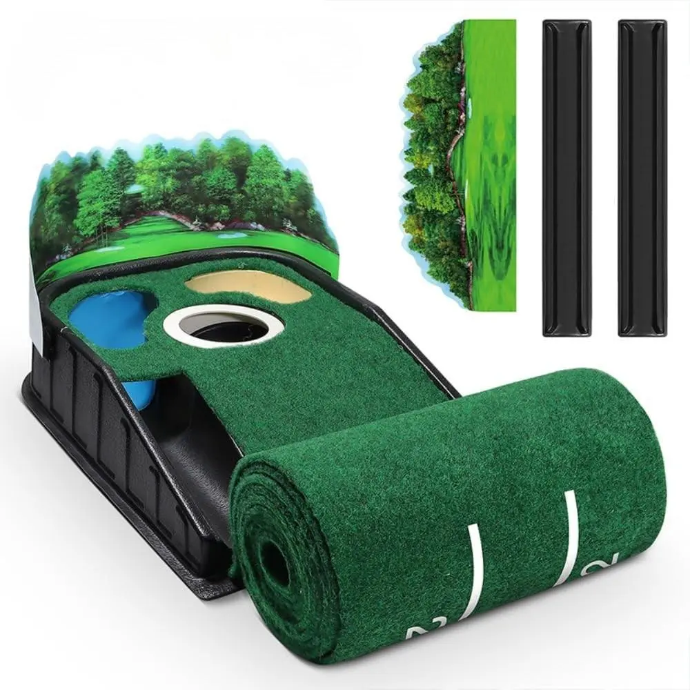 Putting Green Indoor - Golf Putting Mat boasts Genuine Green Speed and a Wrinkle-Free Surface. 8ft Practice Putting Mat with lenticular 3D Backplate, Alignment Guides and Ball Return, Christmas gifts