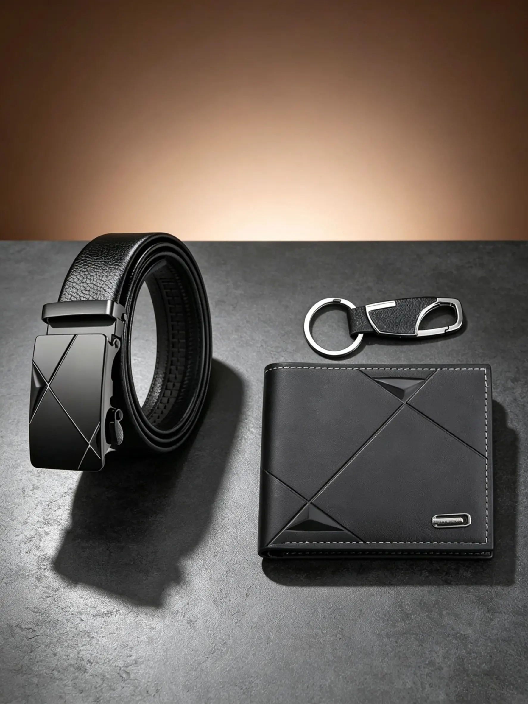 Men's Fashion Belt Set (belt + Wallet + Keychain), Casual Belt, Perfect Gift for Valentine's Day, Father's Day, Christmas, Birthday, Elegant Belt Buckle Pu Leather Belts