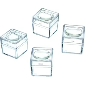 4  Magnifier Cubes t of 4 - Interchangeable  with Different Magnifications, Compact for , Specimens, Stones Viewing - MB2345